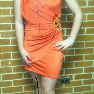 Xtraordinary One Shoulder Orange Dress